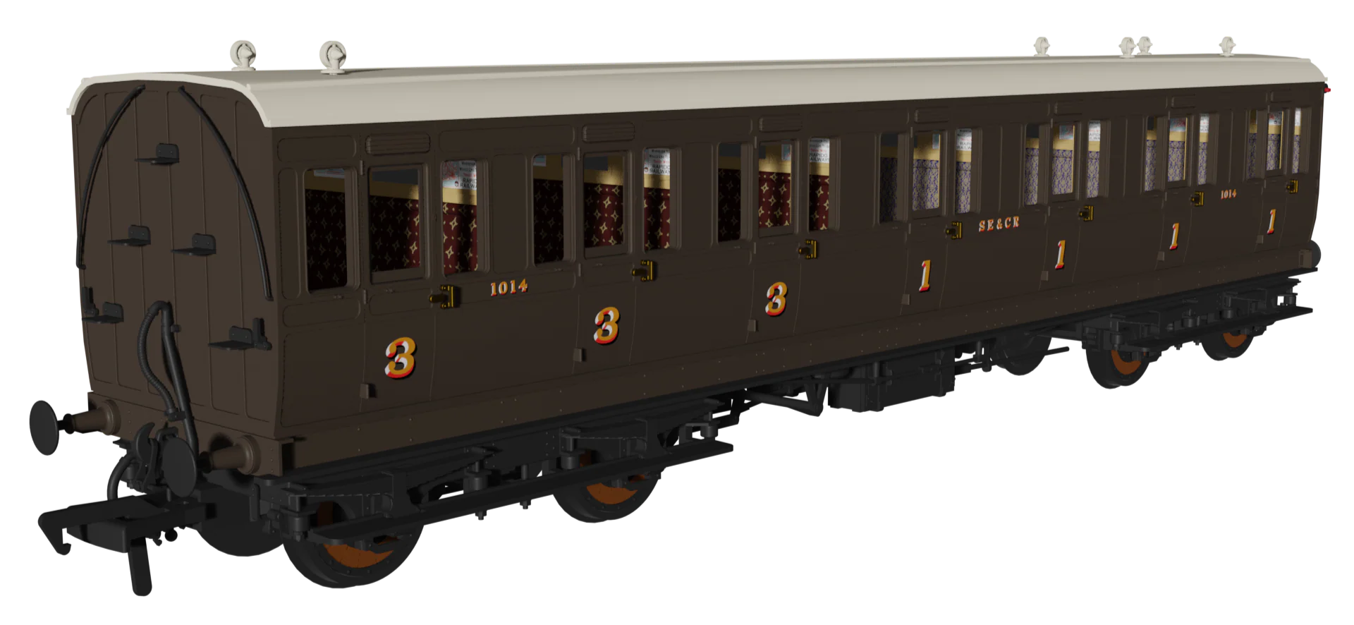 978908 Evolution' 48' SECR Wellington Brown Non-Corridor Carriage No.1063, 885 & 1014 Triple Pack - Image 3