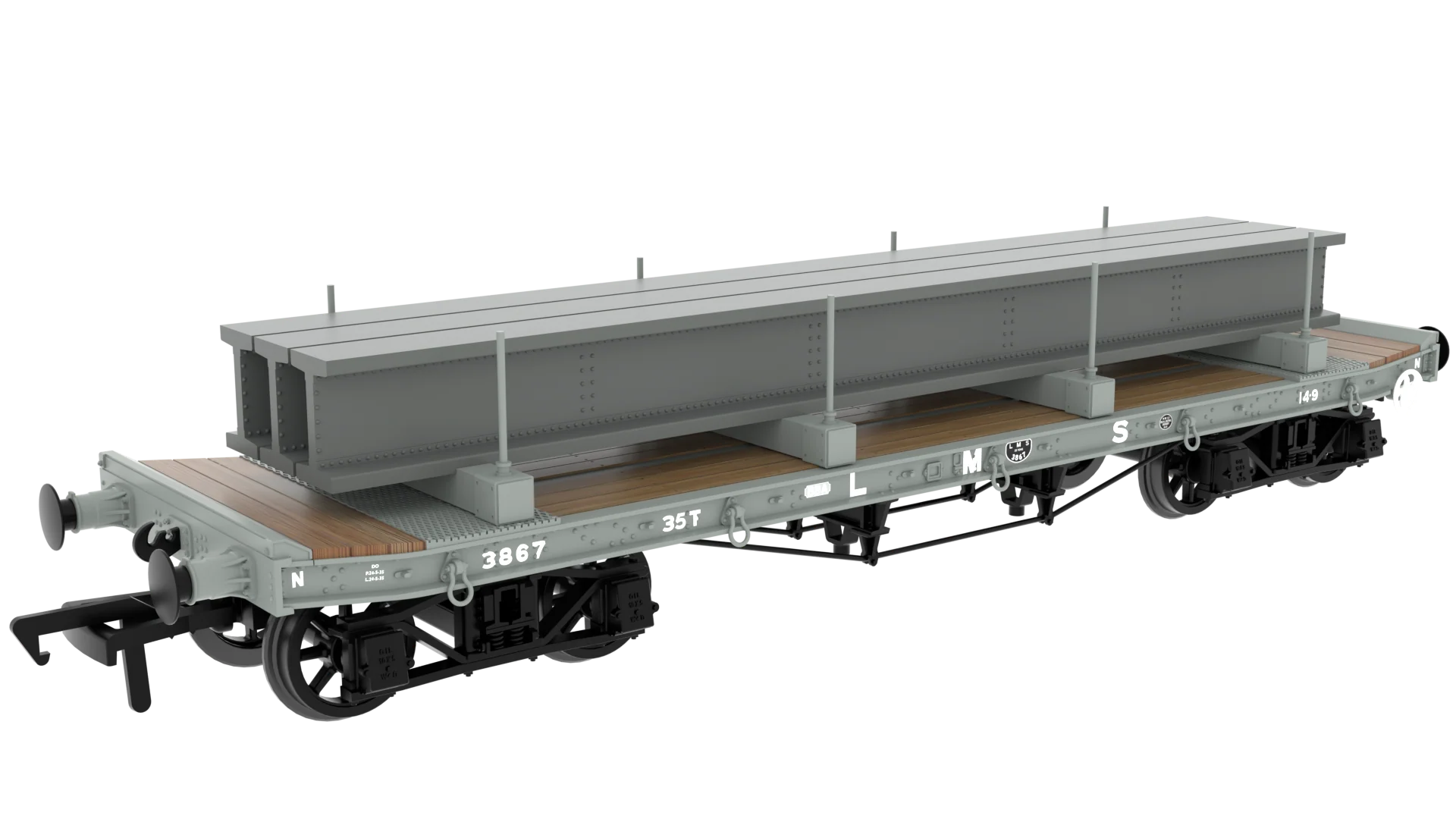 985013 WD 35T Rectank No.3867 LMS Grey (Girder Load on Bolsters)