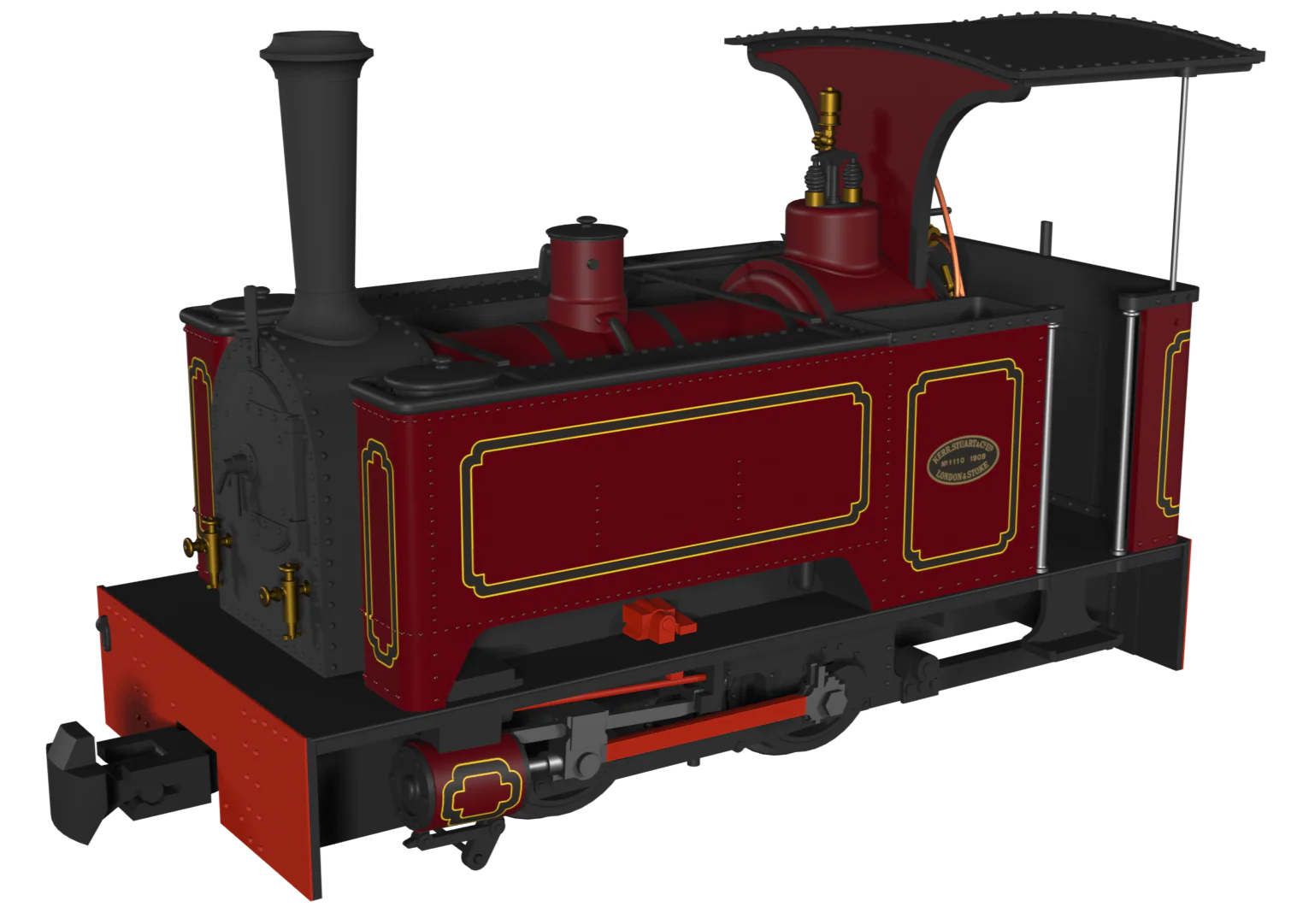 986506 Sirdar Class 0-4-0 Kerr, Stuart & Co. Long-Tank Lined Maroon Steam Locomotive - DCC Fitted