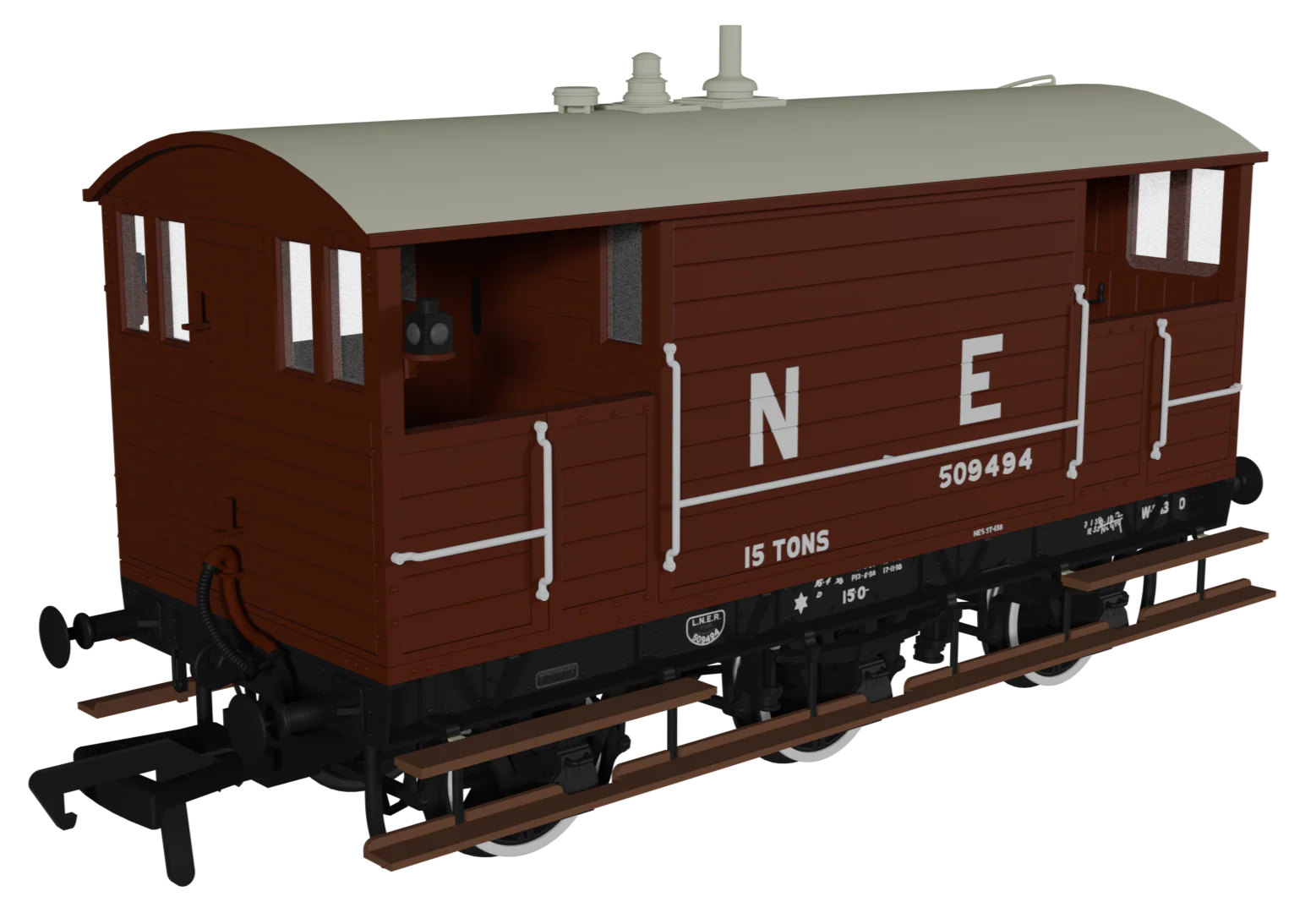 975007 GCR 15T 6w Brake - LNER Bauxite pre-1936 No.509494