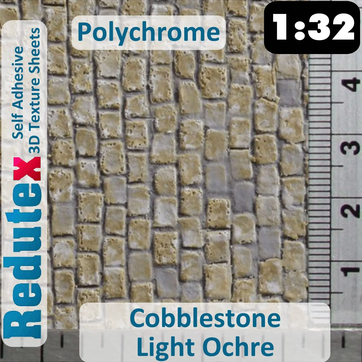 032AD122 COBBLESTONE Lt Ochre POLYCHROME 1:32 1 3D Self Adhesive Texture Sheet - Image 2