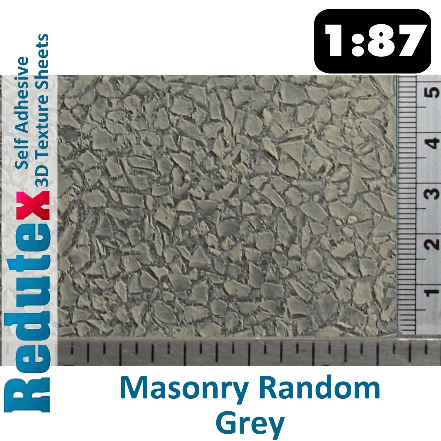 087MP111 MASONRY RANDOM STONE Grey STANDARD 1:87 HO 3D Self Adhesive Texture Sheet
