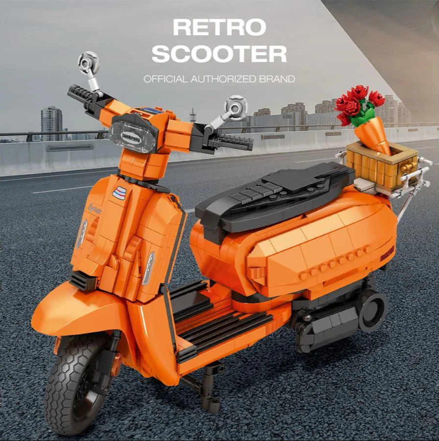 11036 Lambretta Scooter Orange 1169pc Construction Set - Image 4