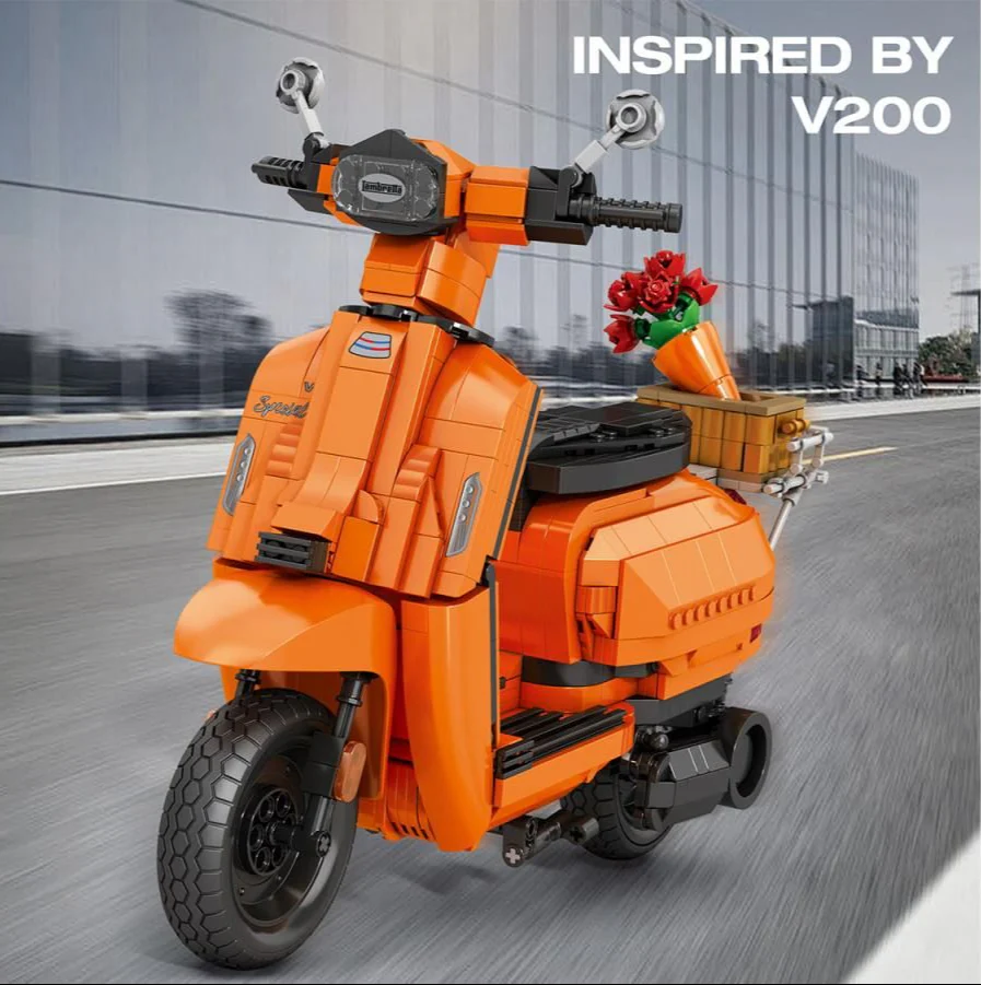 11036 Lambretta Scooter Orange 1169pc Construction Set - Image 5
