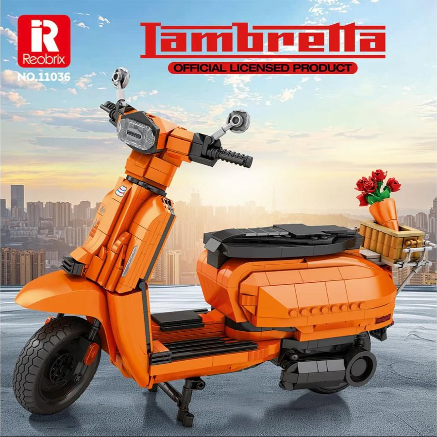 11036 Lambretta Scooter Orange 1169pc Construction Set - Image 7
