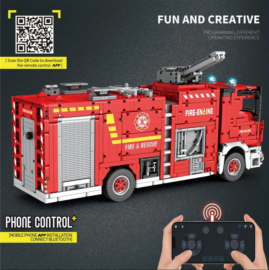 22008A RC Fire Truck 2888pc Construction Set - Image 3