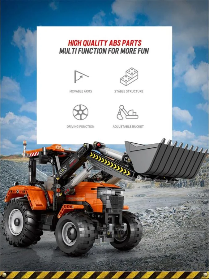 22024 RC Front Loader Tractor 1496pc Construction Set - Image 3
