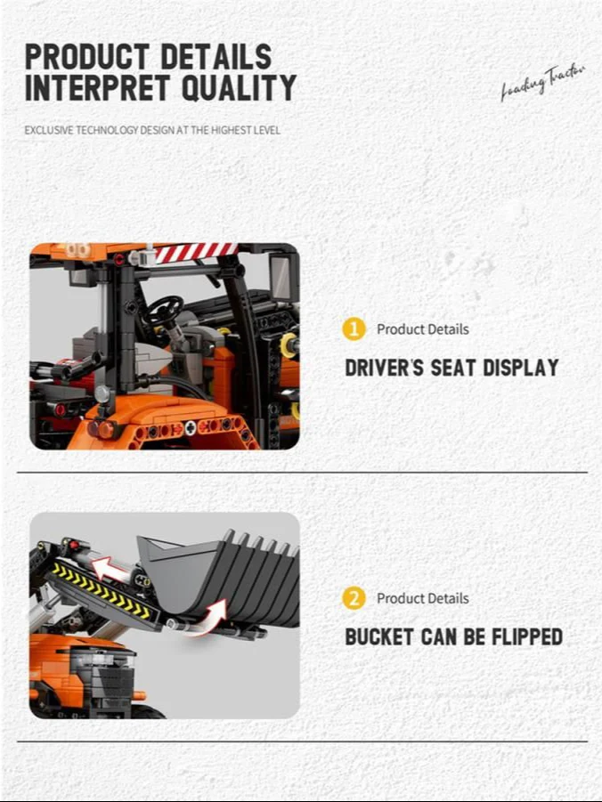 22024 RC Front Loader Tractor 1496pc Construction Set - Image 5
