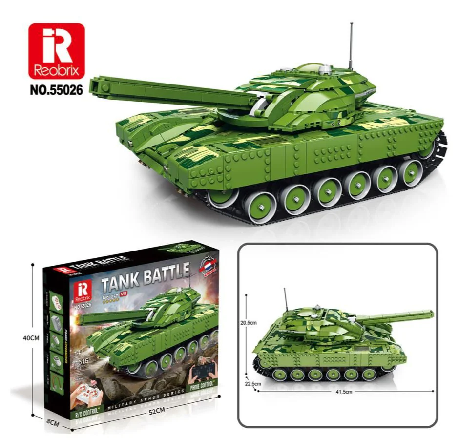 55026 RC Canon Firing Tank 1516pc Construction Set - Image 5