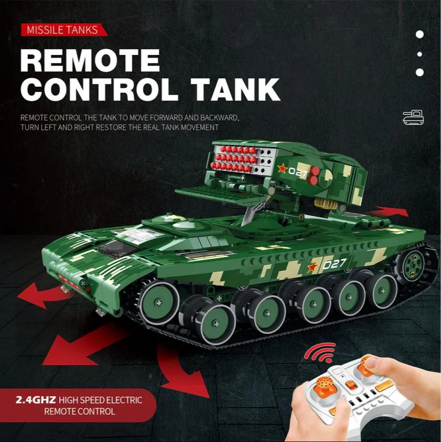55027 RC Missile Firing Tank 1488pc Construction Set - Image 3