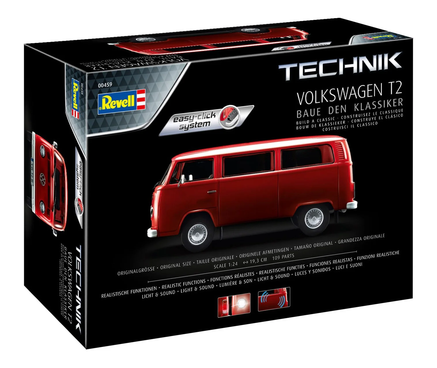 00459 Volkswagen T2 Bus Easy-Click Technik (1:24 Scale ) Model Kit