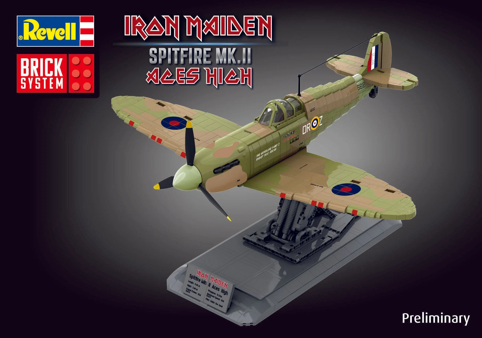 00962 Iron Maiden Spitfire Aces High Brick System Model Kit