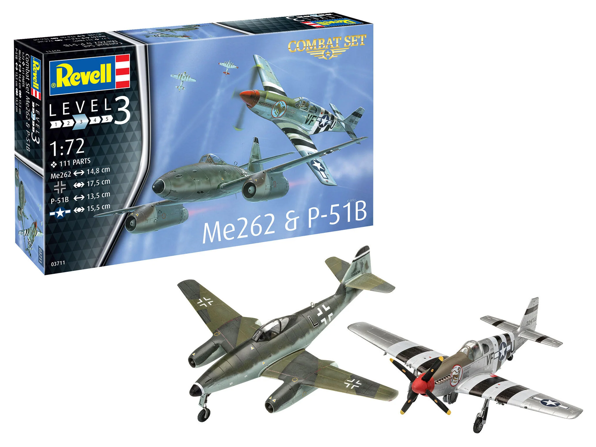 03711 Combat Set Messerschmitt Me262 & P-51B Mustang Model Kit