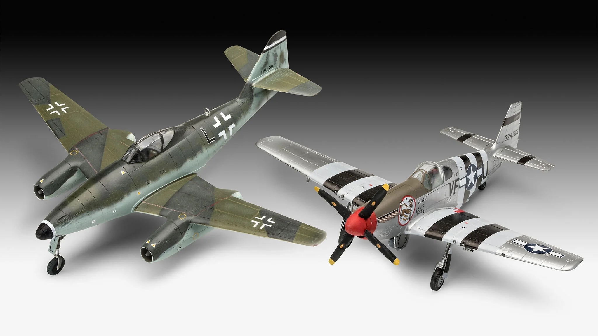 03711 Combat Set Messerschmitt Me262 & P-51B Mustang Model Kit - Image 2