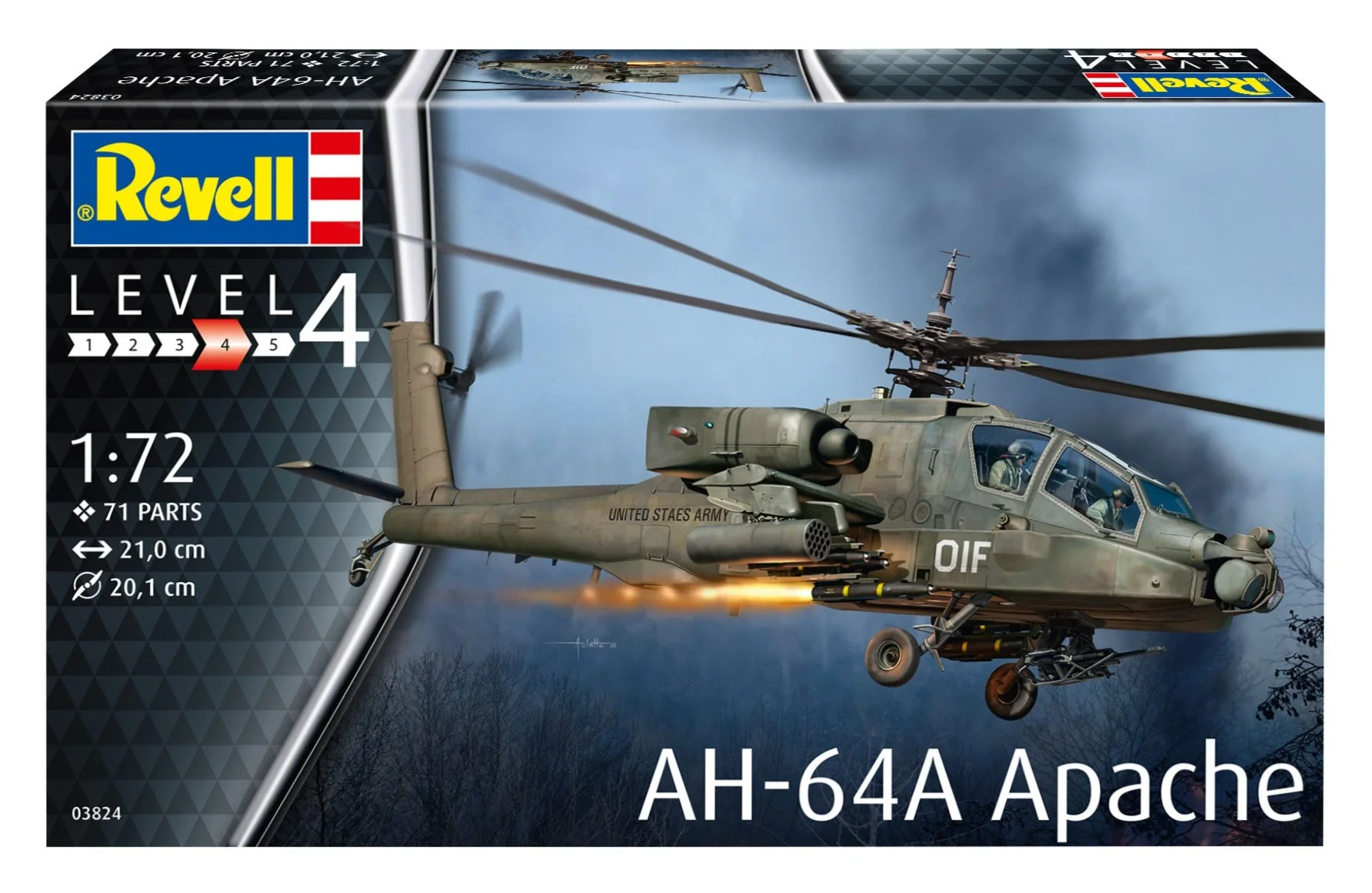 03824 US Boeing AH-64A Apache (1:72 Scale) Model Kit - Image 6