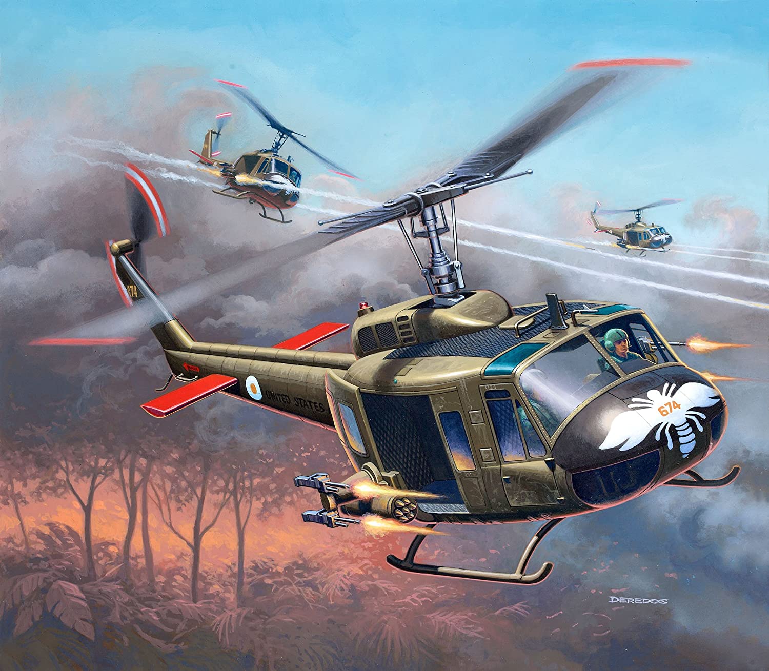 04983 US Bell UH-1H Gunship (1:100 Scale) Model Kit - Image 7