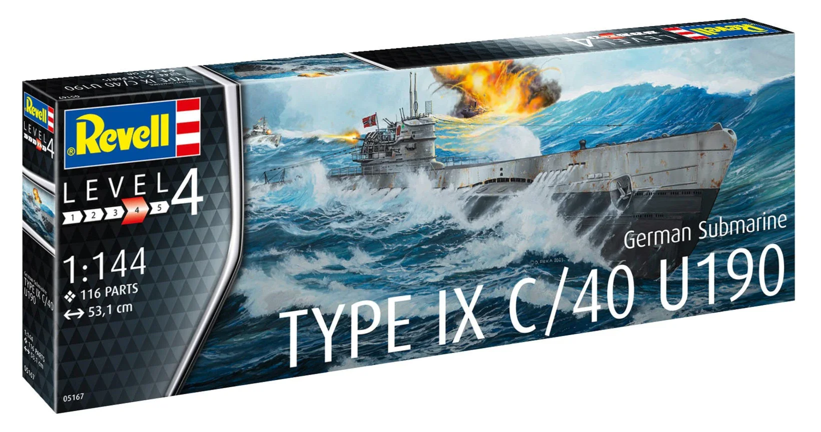 05167 German Submarine Type IX C/40 (U190) (1:144 Scale) Model Kit - Image 7