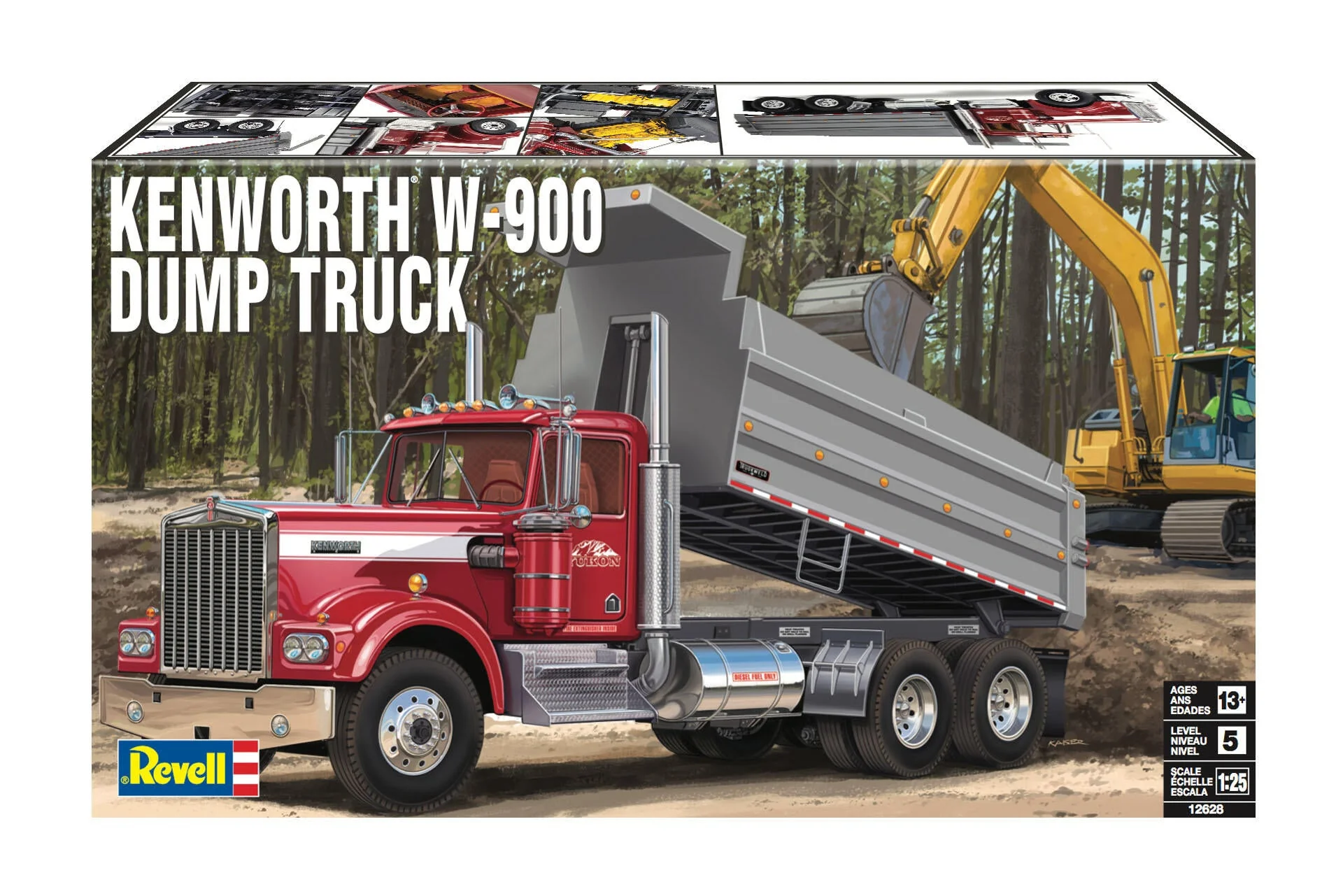 12628 Kenworth W-900 Dump Truck Model Kit - Image 2