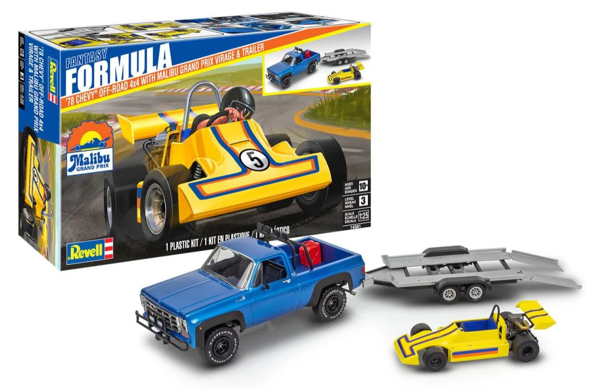 14581 78 Chevy 4x4 Pickup with Go-kart Model Kit
