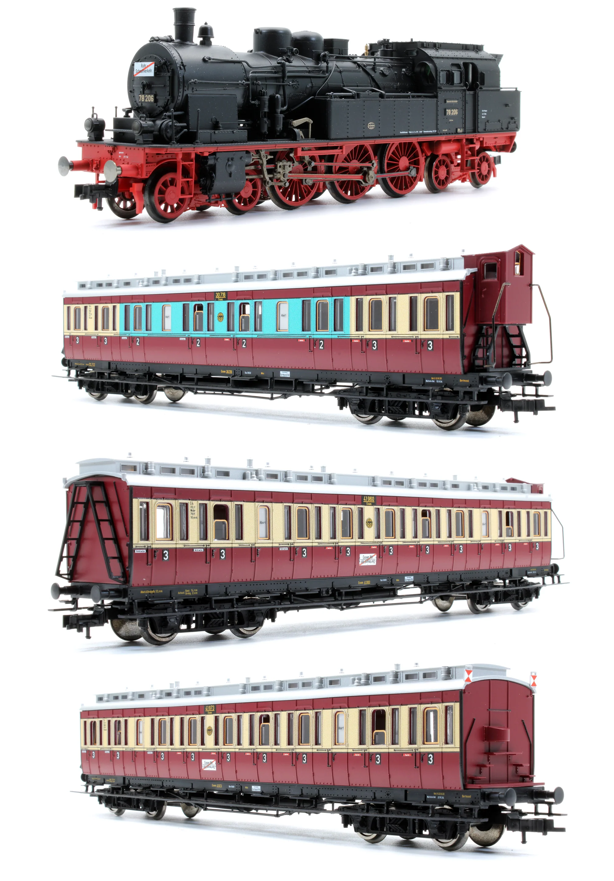 61477 Pre-Owned BR78 Steam Locomotive with Compartment Coaches Ruhr Express/Rapid Transit