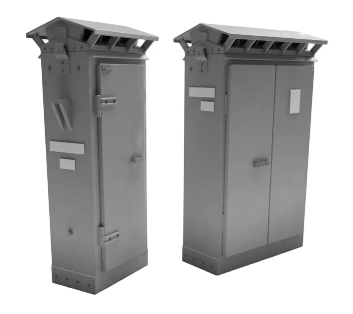 RRM156 TT:120 Gauge Lineside Cabinets V2 (Pack of 10) - Unpainted Model Kit