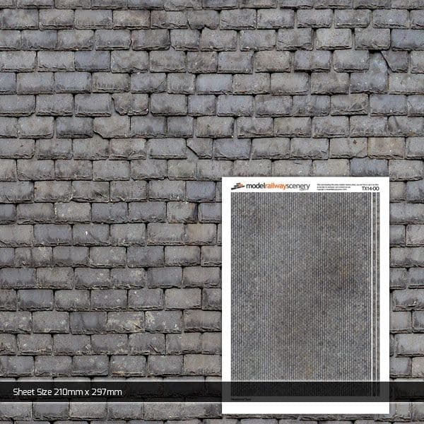 TX014 OO/HO Weathered Slate Roofing Texture Paper (x5)