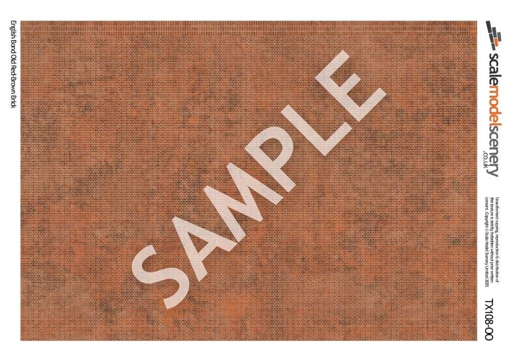 TX108 OO/HO Old Red Brown Brick Texture Paper (x5) - Image 2
