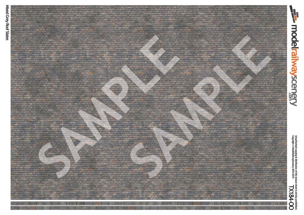 TX184 OO/HO Mixed Grey Roof Slates Texture Paper (x5) - Image 2