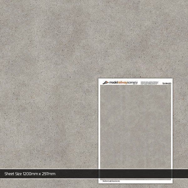 TX199 OO/HO Weathered Light Grey Concrete Texture Paper (x5)