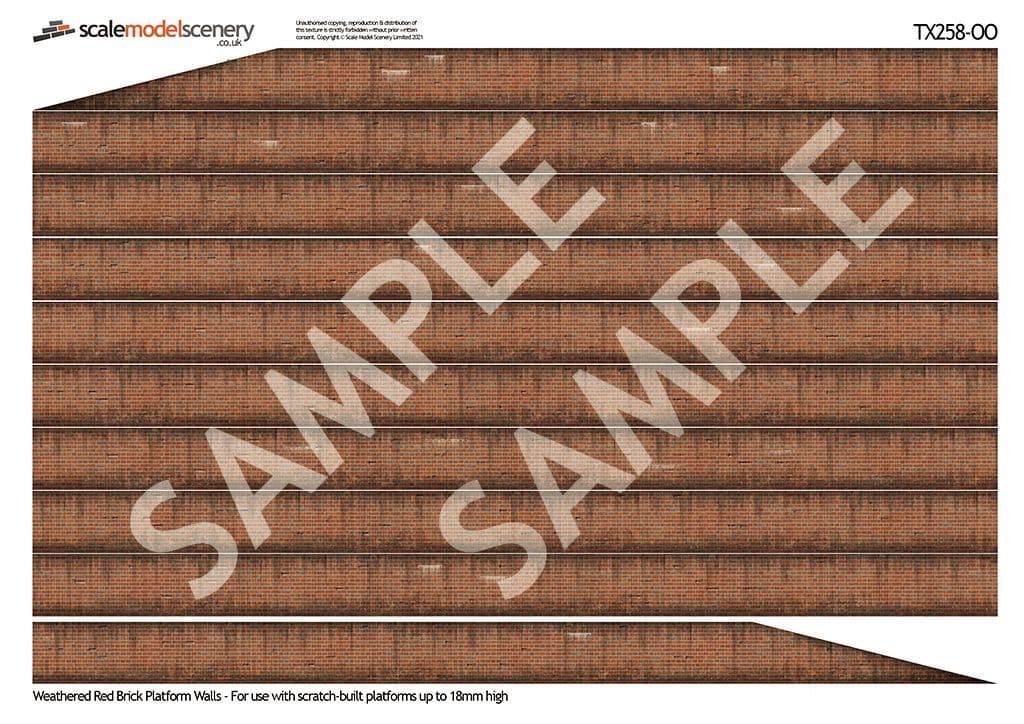TX258 OO/HO English Bond Weathered Red Brick Platform Wall Wraps - Image 2