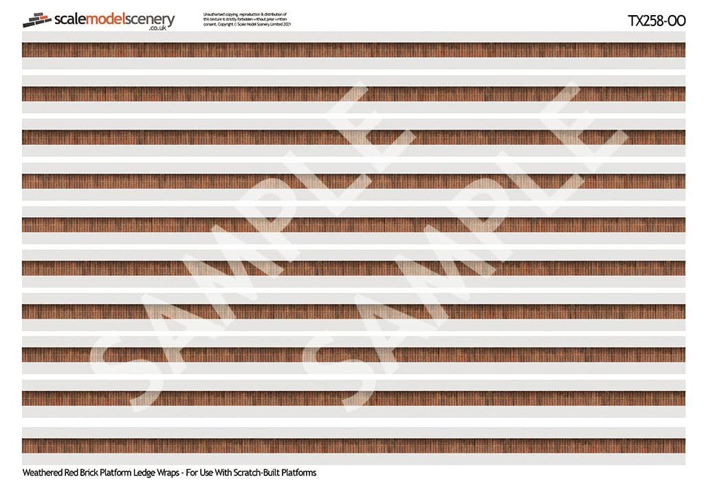 TX258 OO/HO English Bond Weathered Red Brick Platform Wall Wraps - Image 3