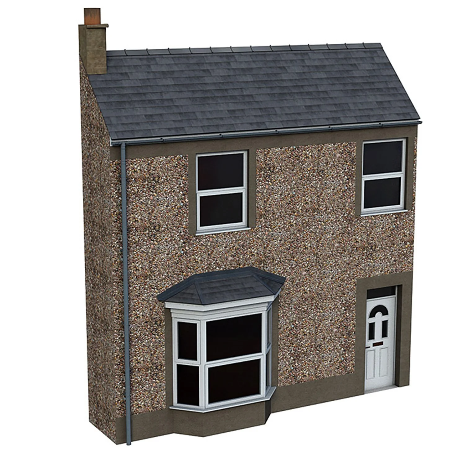 44-0203 Low Relief Pebble Dash Terrace House - Image 2