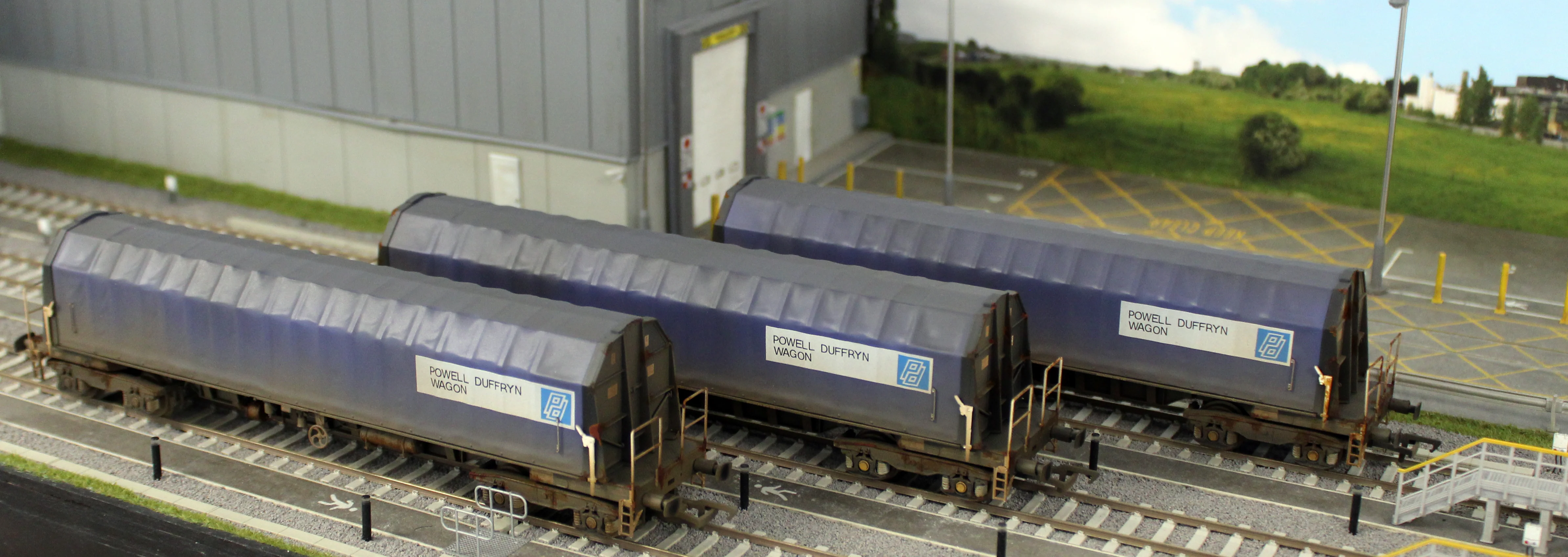 PXA01 TP(A)W Bespoke Weathered Set of 3 PXA Steel Coil Carrier PD Blue As Built 1988 No.3024/3037/3048 - Image 12