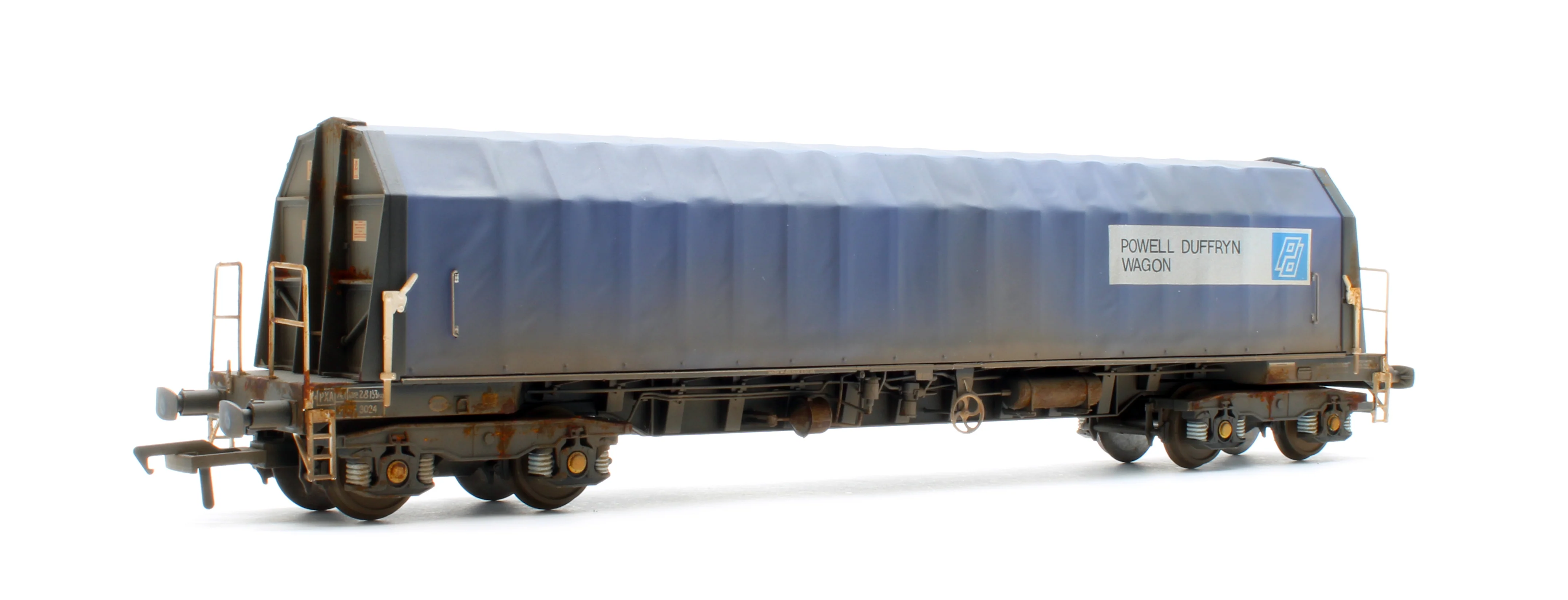 PXA01 TP(A)W Bespoke Weathered Set of 3 PXA Steel Coil Carrier PD Blue As Built 1988 No.3024/3037/3048 - Image 4