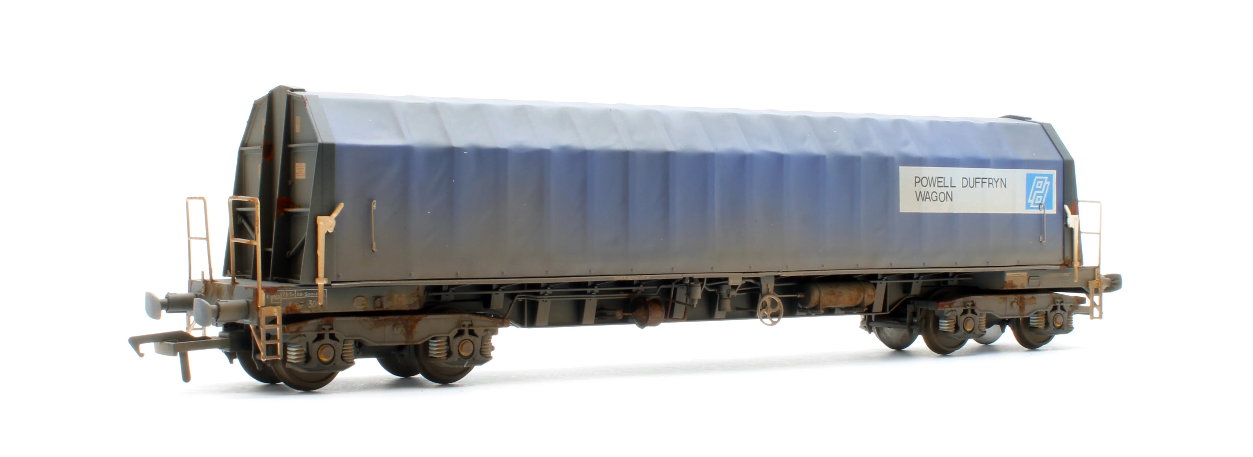 PXA01 TP(A)W Bespoke Weathered Set of 3 PXA Steel Coil Carrier PD Blue As Built 1988 No.3024/3037/3048 - Image 9