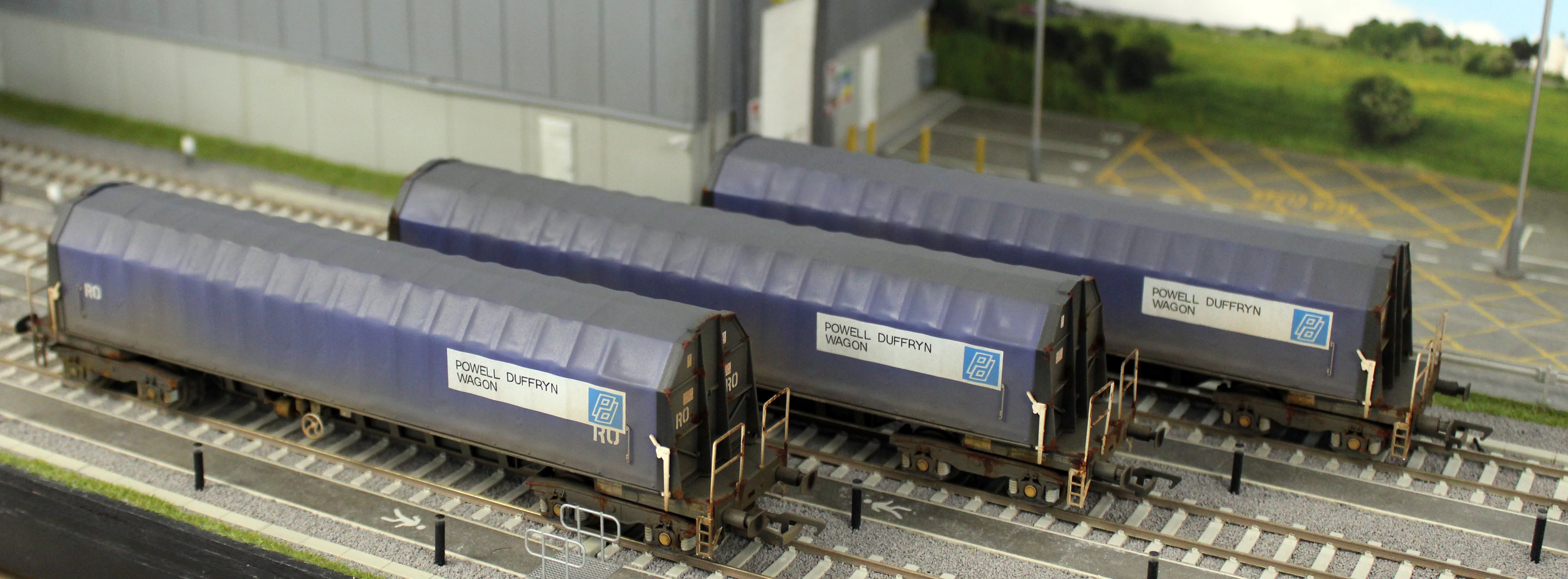 PXA01 TP(B)W Bespoke Weathered Set of 3 PXA Steel Coil Carrier PD Blue with RO Lettering No.3032/3036/3062 - Image 11