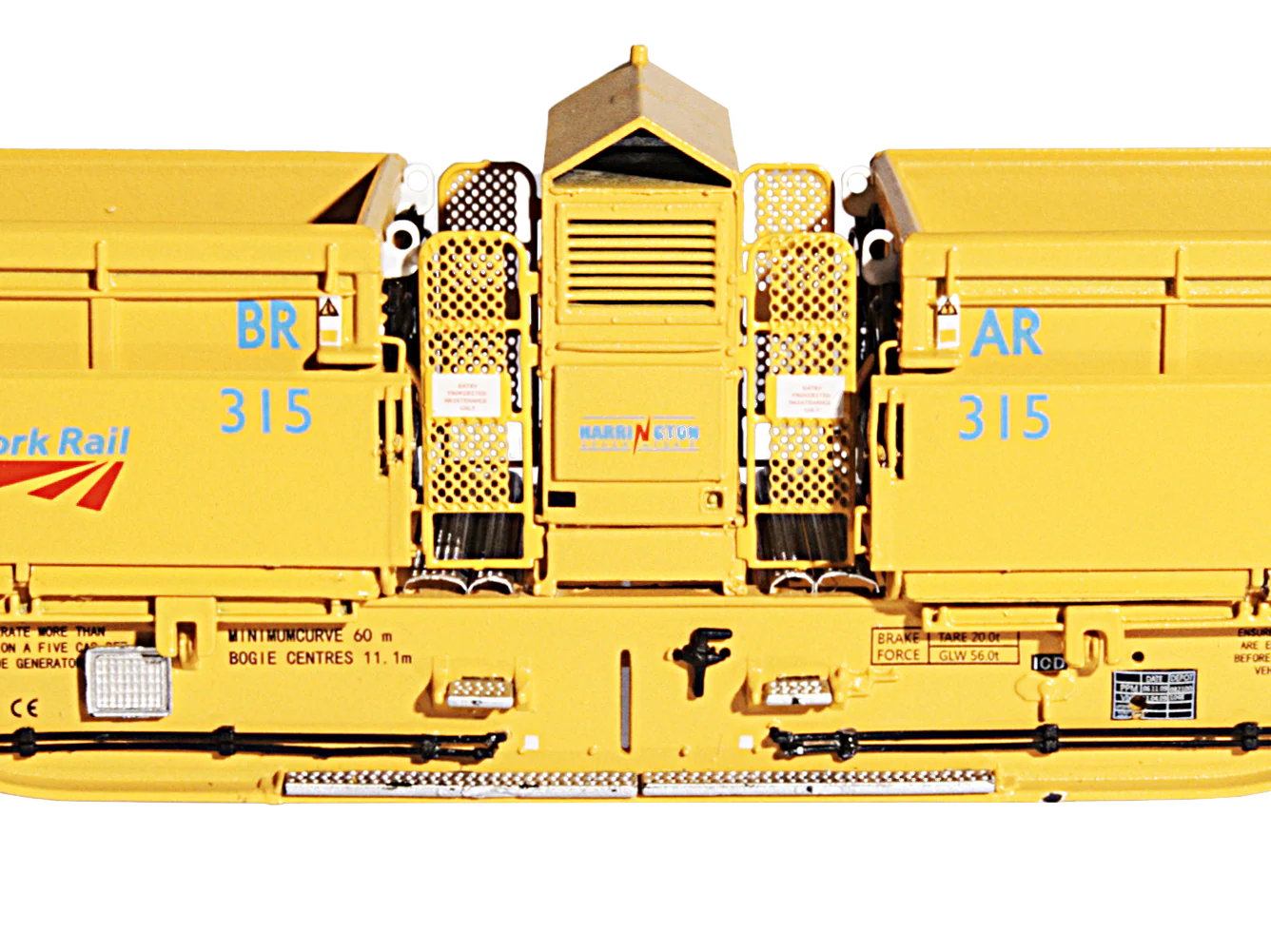 4F-075-005 Set of 5 MRA Side Tipping Ballast Wagon Network Rail Yellow - Image 5