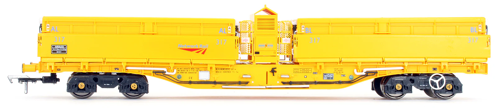 4F-075-005 Set of 5 MRA Side Tipping Ballast Wagon Network Rail Yellow