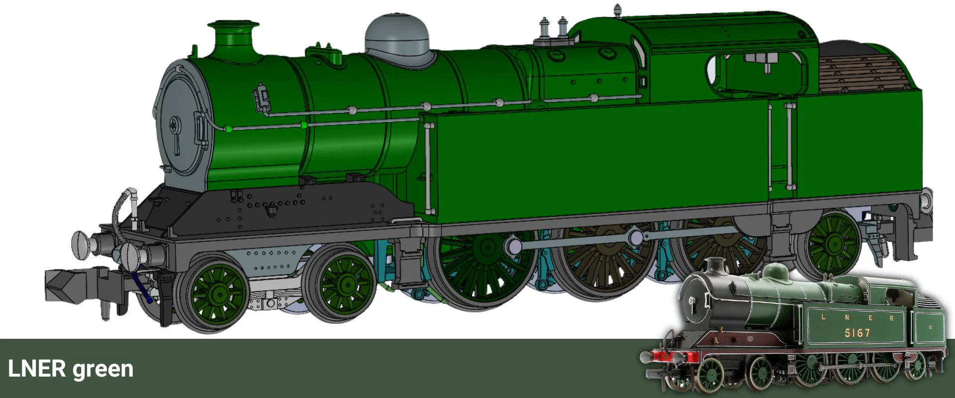 S2104-03 Robinson A5 (GCR Class 9N) 4-6-2 LNER in GCR Green No.5167 Steam Tank Locomotive