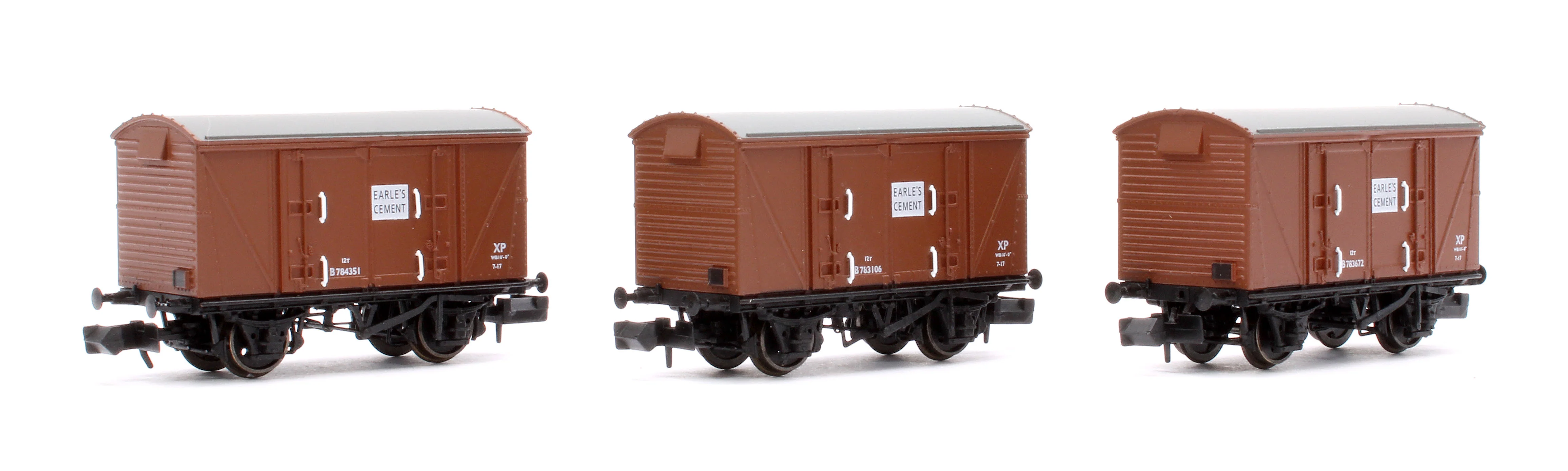 S2301-02 Set of 3 BR 12T Vanwide Ventilated Vans, BR Bauxite (Early) Earle's Cement