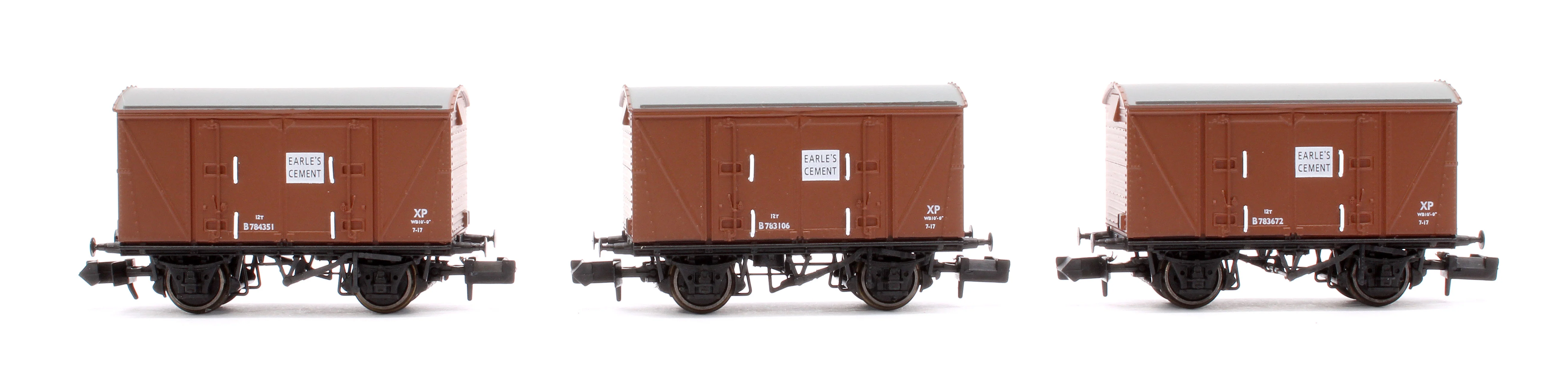 S2301-02 Set of 3 BR 12T Vanwide Ventilated Vans, BR Bauxite (Early) Earle's Cement - Image 2