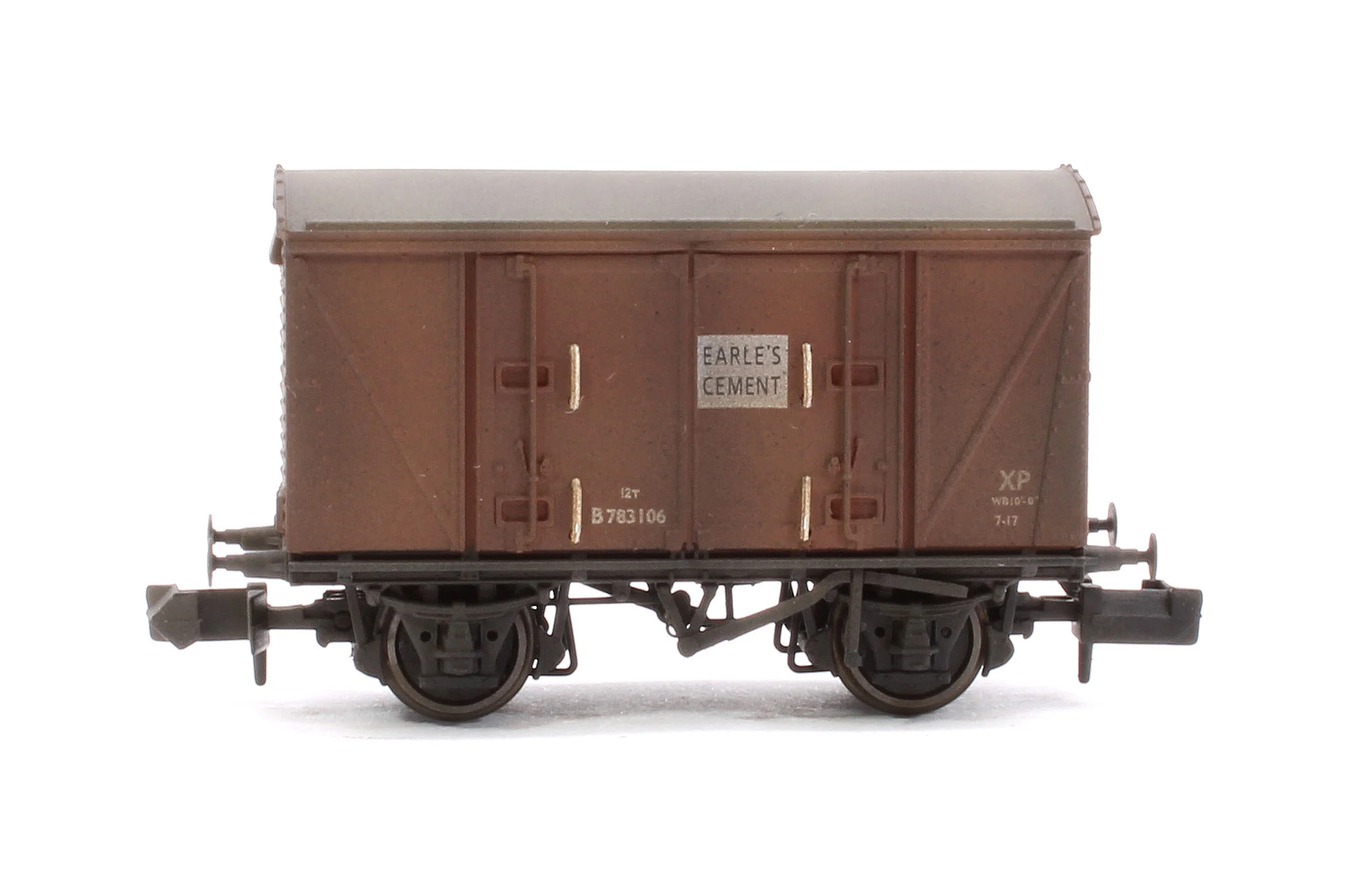 S2301-02 Custom Weathered Set of 3 BR 12T Vanwide Ventilated Vans, BR Bauxite (Early) Earle's Cement - Image 6