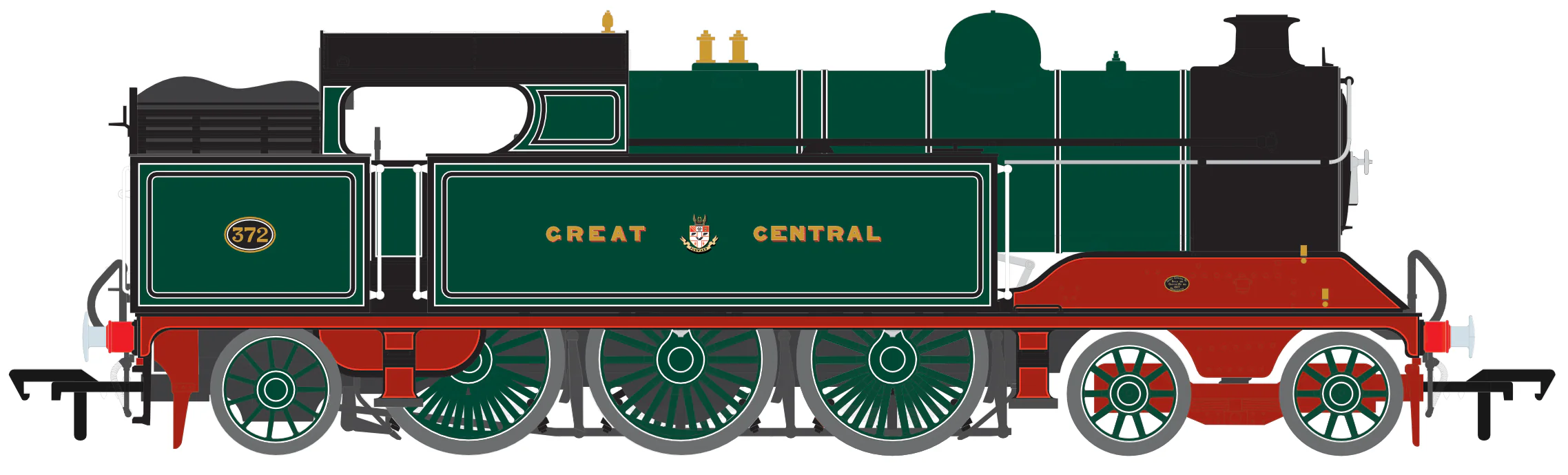 S4101-01A Robinson A5 (GCR Class 9N) 4-6-2 GCR Great Central Green No.372 Steam Tank Locomotive - Image 12