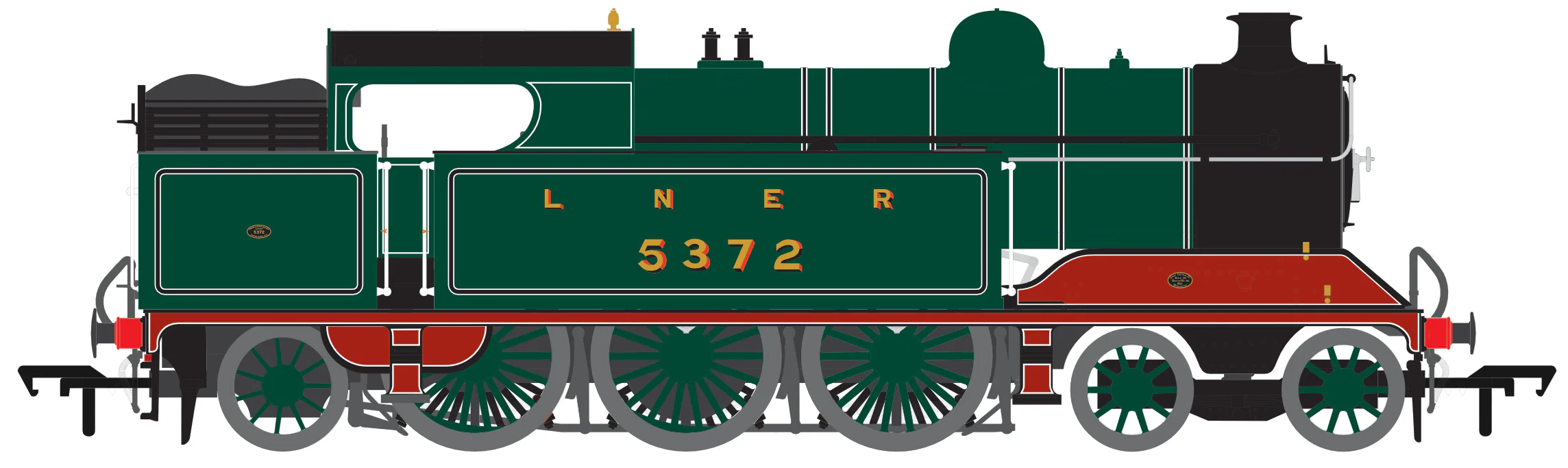 S4101-04A Robinson A5 (GCR Class 9N) 4-6-2 LNER GCR Green No.5372 Steam Tank Locomotive - Image 12