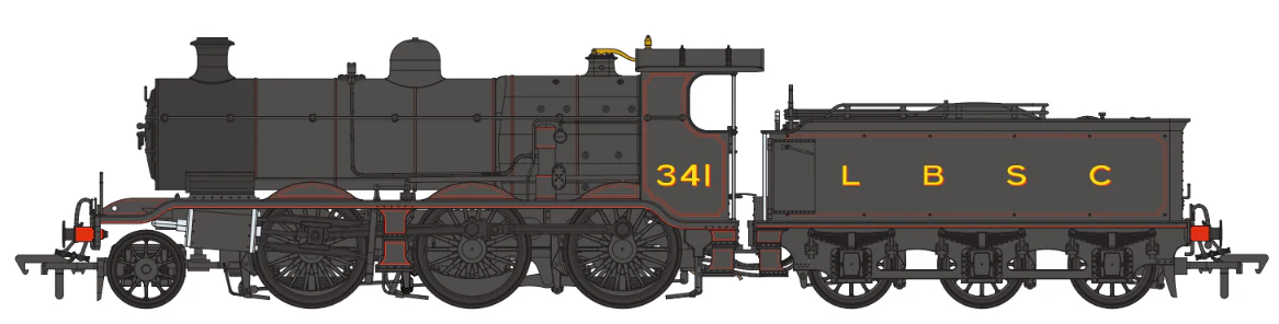 S4102-01 LB&SCR K Class 2-6-0 LBSC Black No.341 Red Lining Steam Locomotive