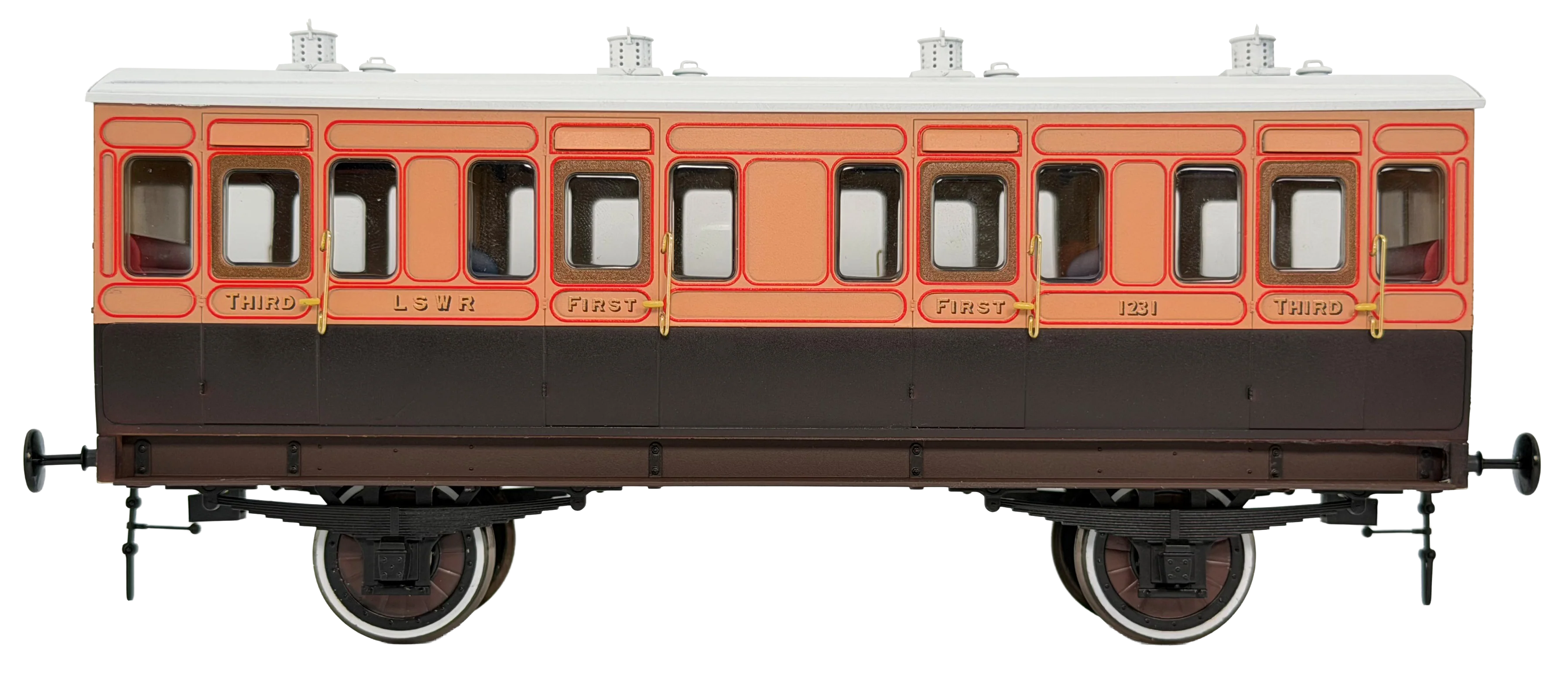 7P-020-350L Stroudley 4 Wheel LSWR suburban oil lit Composite 1231 - Light Bar Fitted