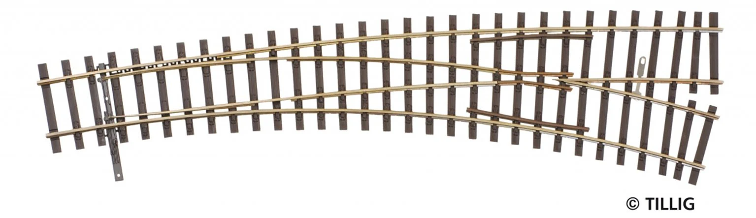 85363 Tillig elite track : Right Curved Point HO Exit: 9° and 12°