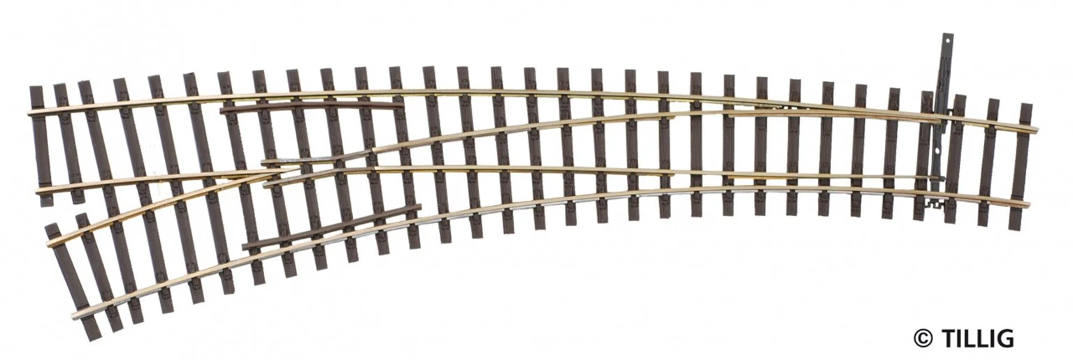 85364 Tillig elite track : Left Curved Point HO Exit: 9° and 12°