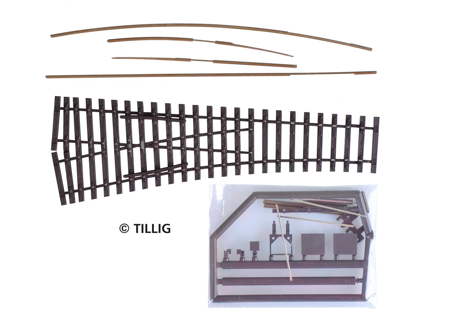 85422 Tillig elite track : Right Sharp Point Kit HO 15°