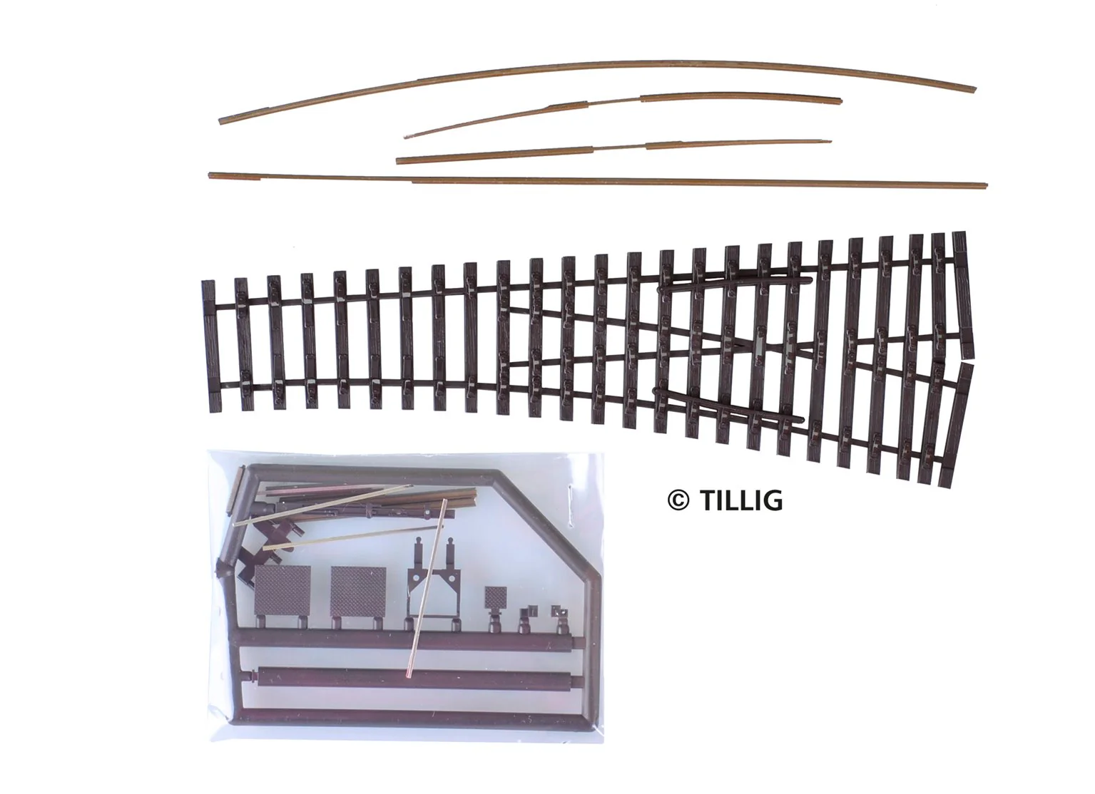 85423 Tillig elite track : Left Sharp Point Kit HO 15°